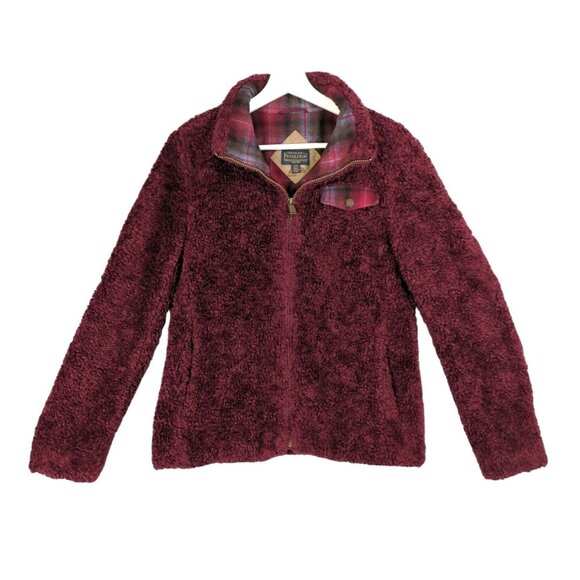 PENDLETON Teddy Sherpa Jacket Womens‎ Size Small Wool Accents Maroon Red Outdoor - Picture 1 of 9